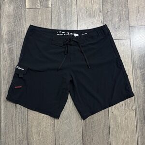 Vintage Surf Y2K Maui Rippers Board Shorts Womens 14 Black Swim Trunks Pocket 8"